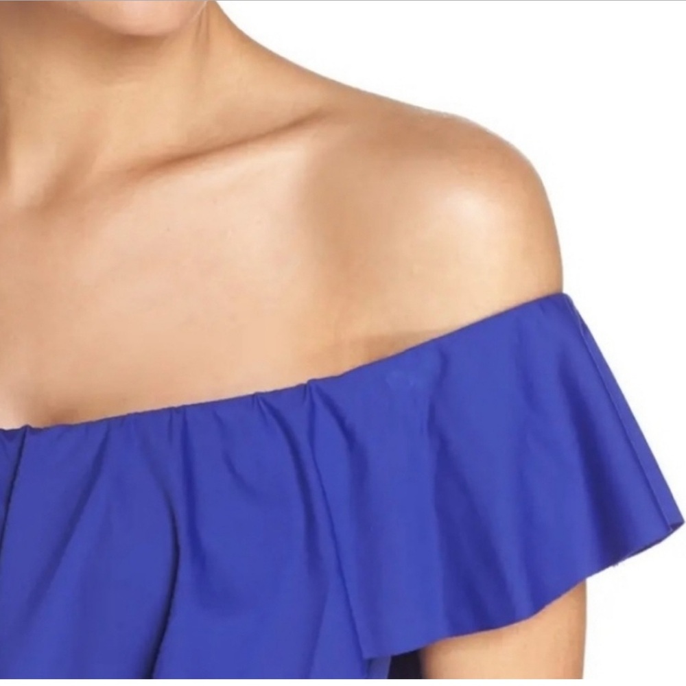 Elegant Off-Shoulder Blue Swimsuit NWT - Picture 4 of 9